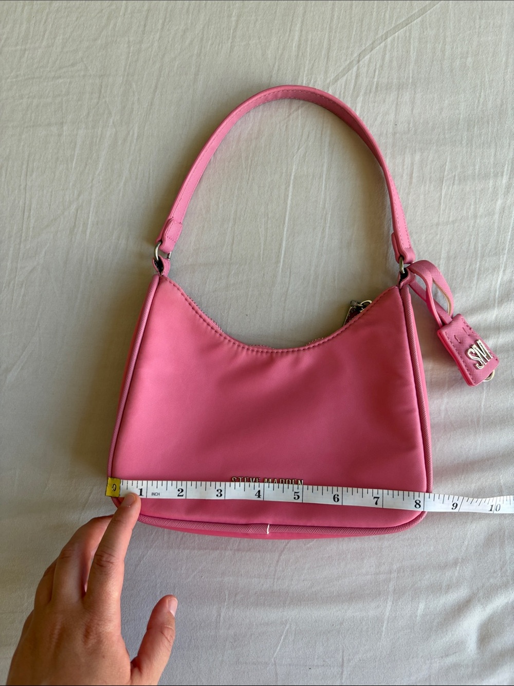 Steve Madden Hot Pink Mini Shoulder Bag with Logo Charm - Picture 5 of 6